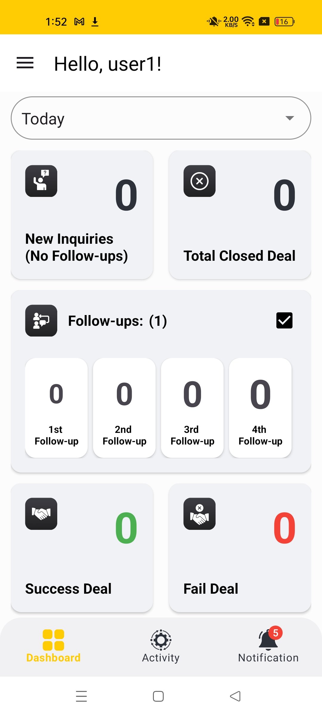 Mobile App Dashboard